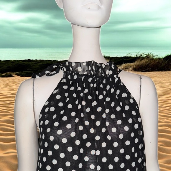 Cheng Xin NWT Dress Black White Polka Dot Halter Neck Maxi Resortwear Size XXL - Picture 9 of 16